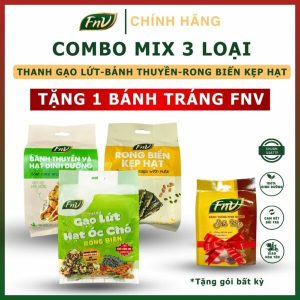 [COMBO MIX 3] Thanh gạo lứt óc chó rong biển 120g – Bánh thuyền mix hạt- Rong biển kẹp hạt +Tặng 1 bánh tráng FNV vị bất kỳ